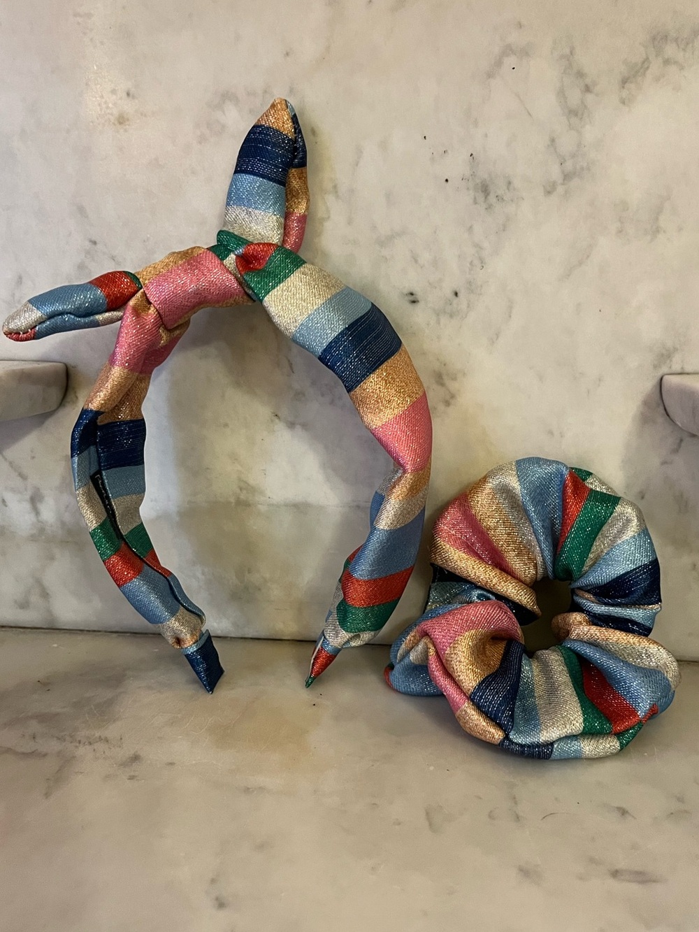 Packed Party Shimmery Rainbow Headband/Scrunchie Set